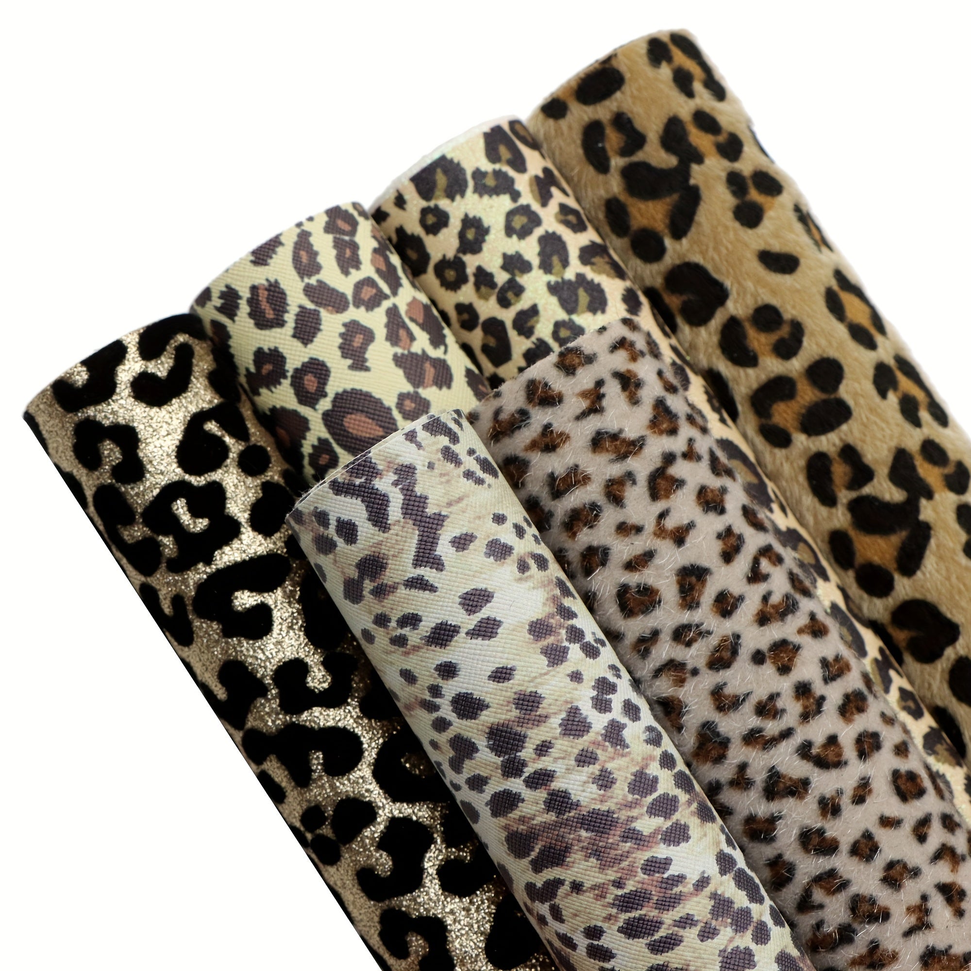 TEMU 6pcs-set Leopard Velvet Glitter Synthetic Leather 7.7*12.9inch Fabric Sheets For Diy Bows, Waist Belt, Earrings, Handbag, Phone Case, Pencil