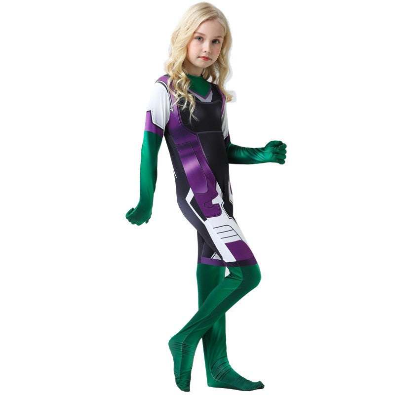 Children&#039;s performance costumes, animation games, role-playing costumes, green giant COS girl Hercules hero role costumes.