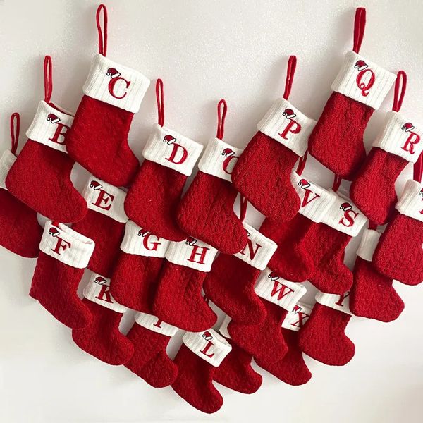 Christmas Decorations 1-26Pcs Christmas Socks Knitting Snowflake Letter Stocking Christmas Decoration For Home Xmas Tree Ornament Gift Navid