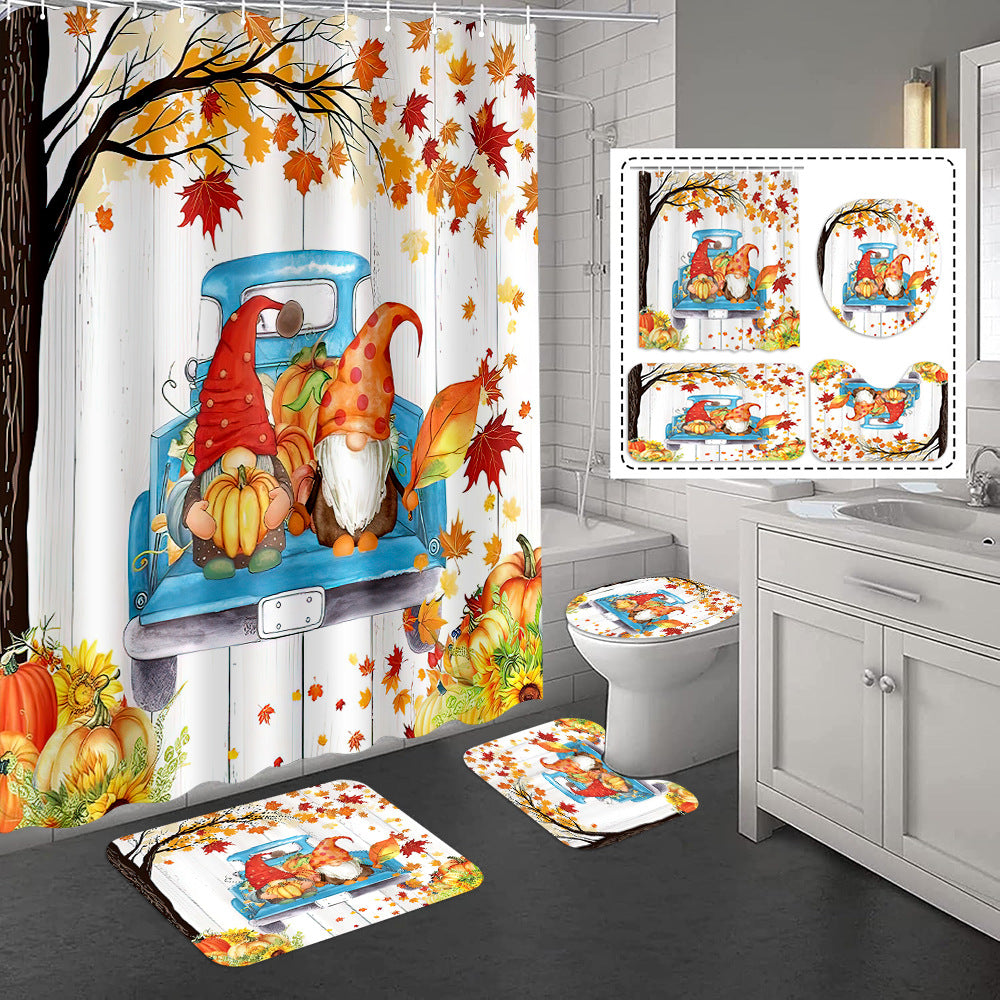 YL-37335 3D HD digital printed polyester waterproof and mildew-proof shower curtain set