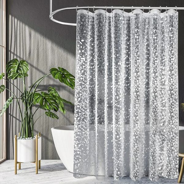 3D shower curtains waterproof Mildew EVA bathroom modern pebble pattern transparent with hooks 240828
