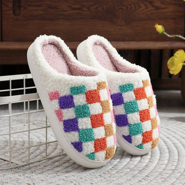 Pluguel de chinelos de toe fechado Toe fechado Anti Slip Slip Slip-On House Shoes House Slippers Térmicos Coloridos Confortáveis para Home