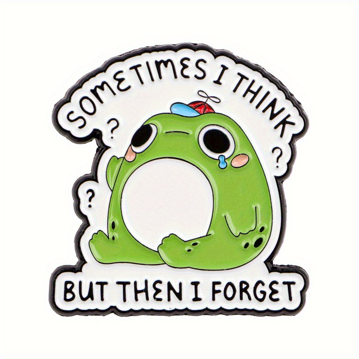 TEMU 1pc Whimsical Frog Enamel Pin Brooch With " I For But I " Quote - Cute Cartoon With Red Polka Dot Bow Tie Accessory For Backpacks, Bags, Jackets