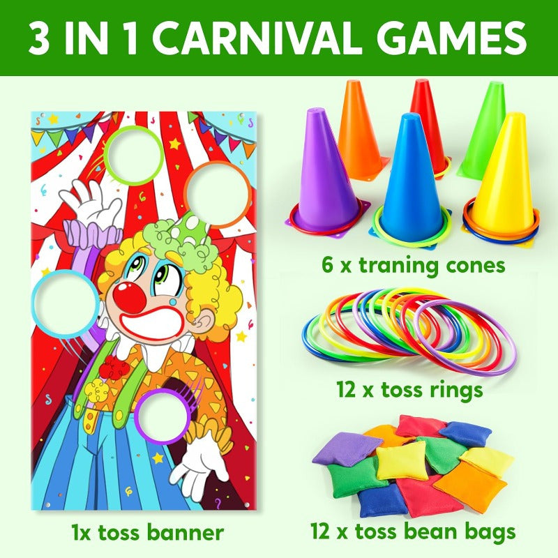 TEMU 31pcs 3in 1 Carnival Games, Easter Ring Toss Yard Game Set, Bean Bags, Cones - Outdoor Toys For & , Games, Party Cornhole Set, Lawn Games