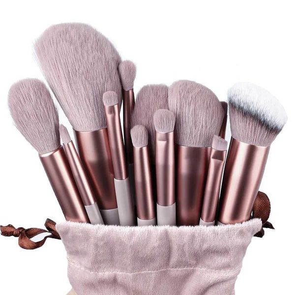13pcs pincéis macios de maquiagem fofos definidos para cosméticos Fundação Blush Powder Eyeshadow Kabuki Blending Makeup Brush Beauty Tool W