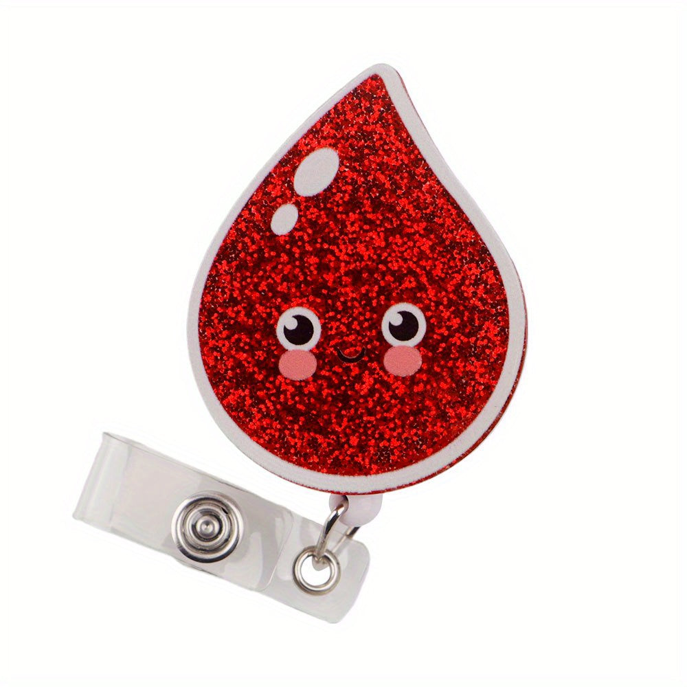 TEMU 1pc Cute Cartoon Acrylic Id Card Holder Reel, Retractable Nurse Hospital Badge Holder, Office Lanyard With English Language, Material