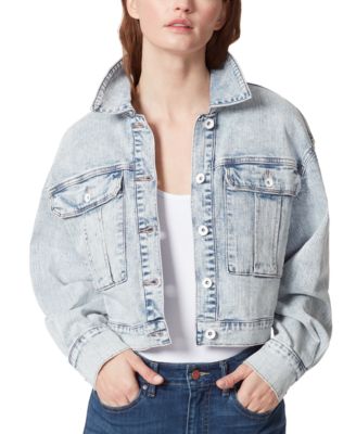 Pleated Cropped Denim Jacket In Lightbulb