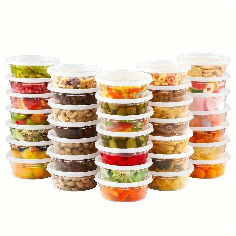 TEMU 24pcs, 8-ounce, Lided, Transparent Plastic Food Storage Containers - Suitable For Use In Microwave Ovens, Refrigerators And Dishwashers. Perfect