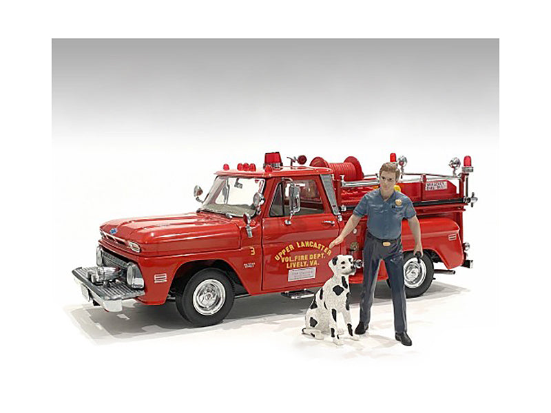 "Firefighters" Fire Dog Training Figures (Trainer and Dog) for 118 Scale Models by American Diorama