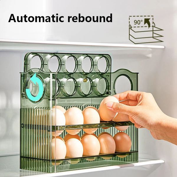 30 grid refrigerator egg storage box detachable 90 layer food container egg rack tray dispenser kitchen storage box 240819