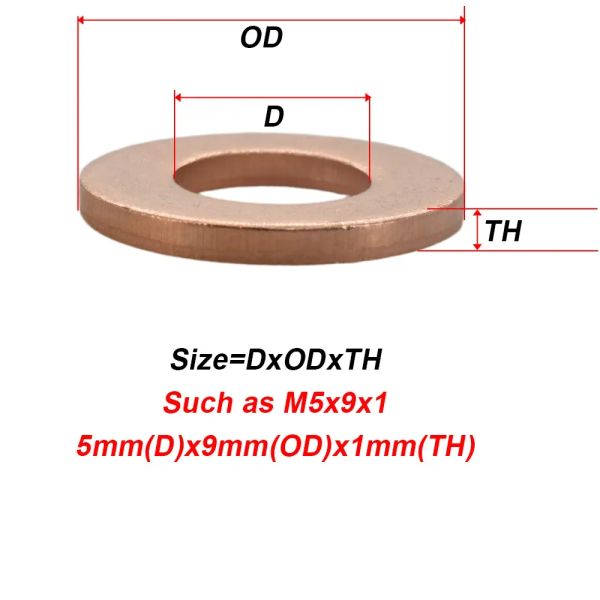Pure Copper Washer Solid Flat Gasket Oil Sealing Washers Sump Plug Shim oring Valve Spacer M5 M6 M8 M10 M12 M14 M16 M18 M20 M22
