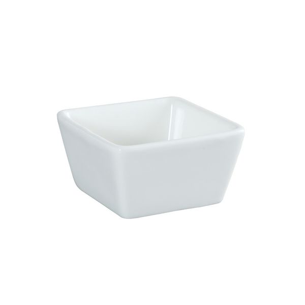 4 oz. Square Bright White Porcelain Dipping Bowl Sauce Cup Small Side Dish for Home Restaurant Bistro
