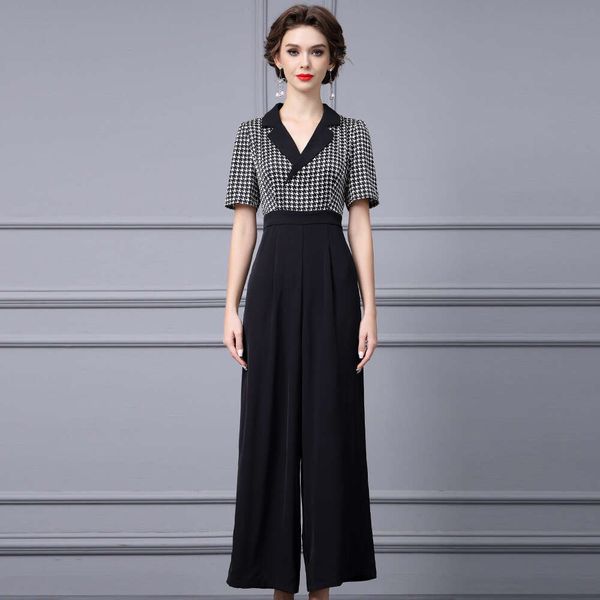 Black Jumpsuit Womens High-end Feeling 2024 New Summer Outfit Suit Collar Commuting Style Long and Wide Leg Pants Loose BOHO DRESS Denim Dre