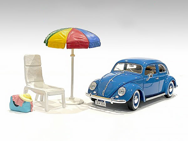 "Beach Girls" Accessories (Beach Chair and Beach Umbrella and Duffle Bag) for 124 Scale Models by American Diorama
