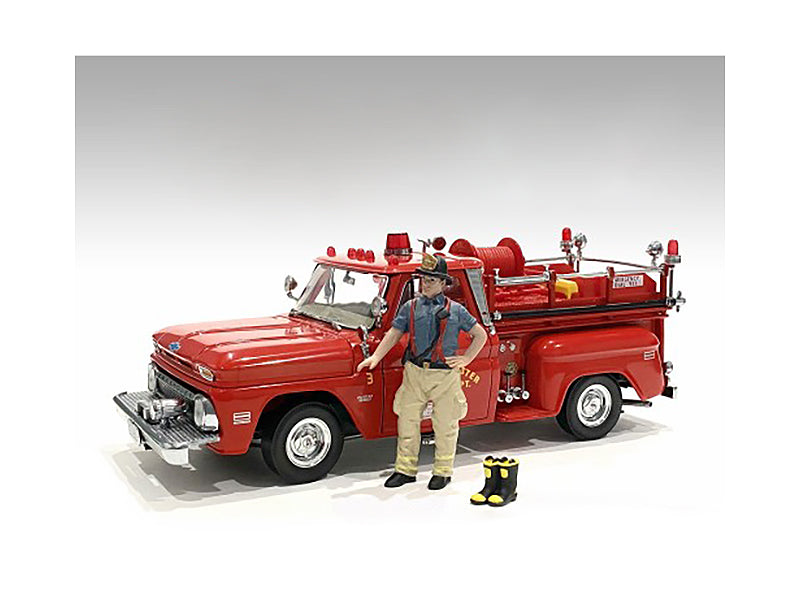 "Firefighters" Getting Ready Figure with Boots Accessory for 124 Scale Models by American Diorama