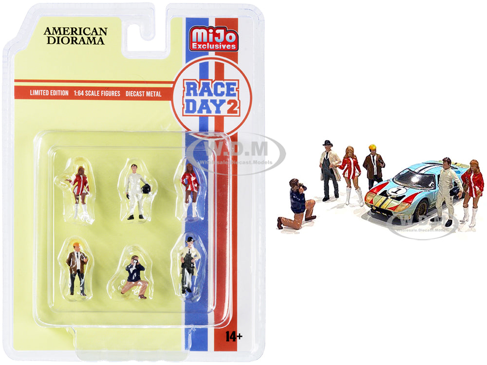 "Race Day 2" 6 piece Diecast Figurine Set for 164 Scale Models by American Diorama