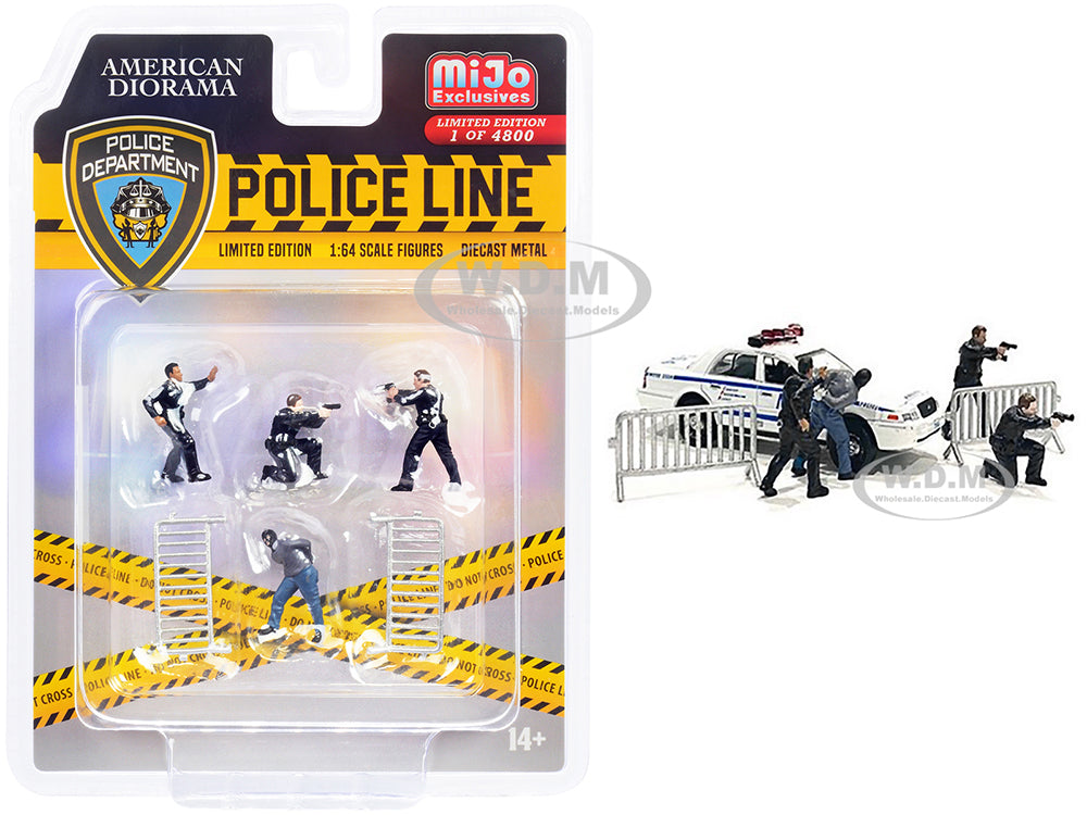 "Police Line" 6 piece Diecast Set (4 Figurines and 2 Accessories) Limited Edition to 4800 pieces Worldwide for 164 Scale Models by American Diorama