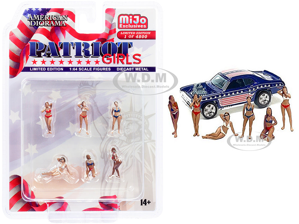 "Patriot Girls" 6 piece Diecast Figurines Set Limited Edition to 4800 pieces Worldwide for 164 Scale Models by American Diorama