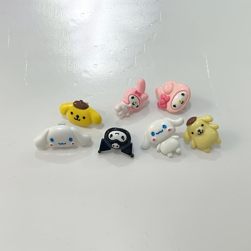 TEMU 7pcs For Hello Kitty & Shoe Charm Set - Cute Cartoon Decorations For Sneakers, Clogs, And Wristbands, Diy Fashion Accessory, , Without Battery