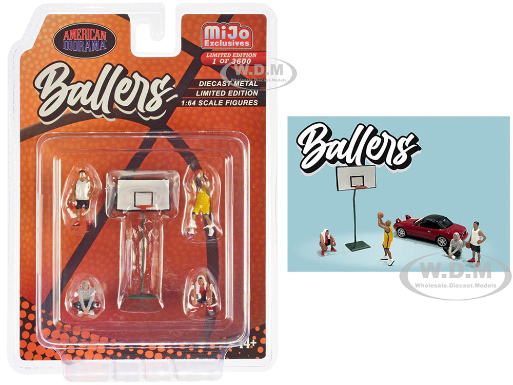 "Ballers" 5 piece Diecast Figure Set (4 Figures 1 Basketball Hoop) Limited Edition to 3600 pieces Worldwide 164 Scale Models by American Diorama
