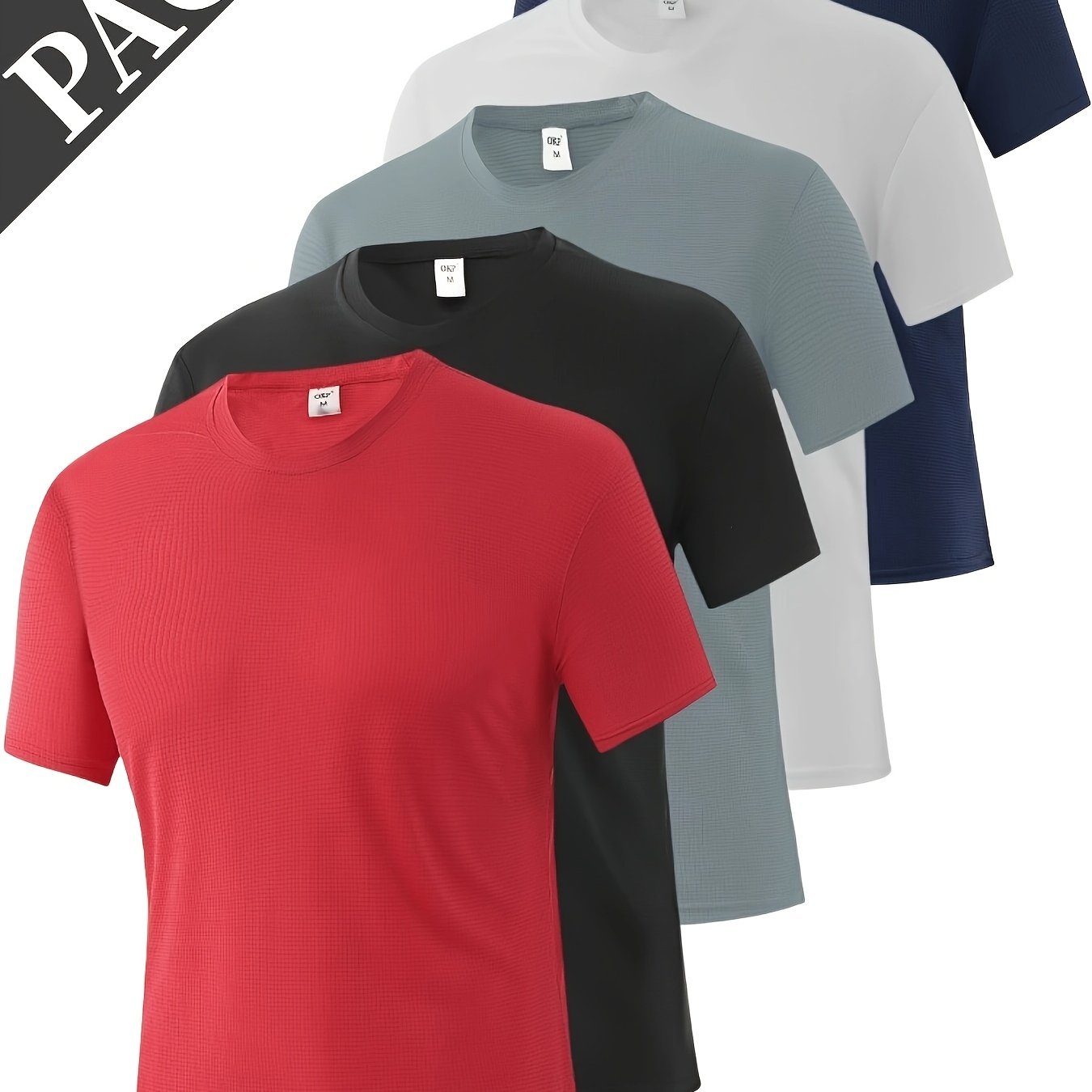 TEMU 5pcs Men's Sports Crew Neck Short Sleeve T-shirts - Lightweight, Breathable, , Quick Dry, Moisture-wicking, Gym & Running Shirts - Comfortable