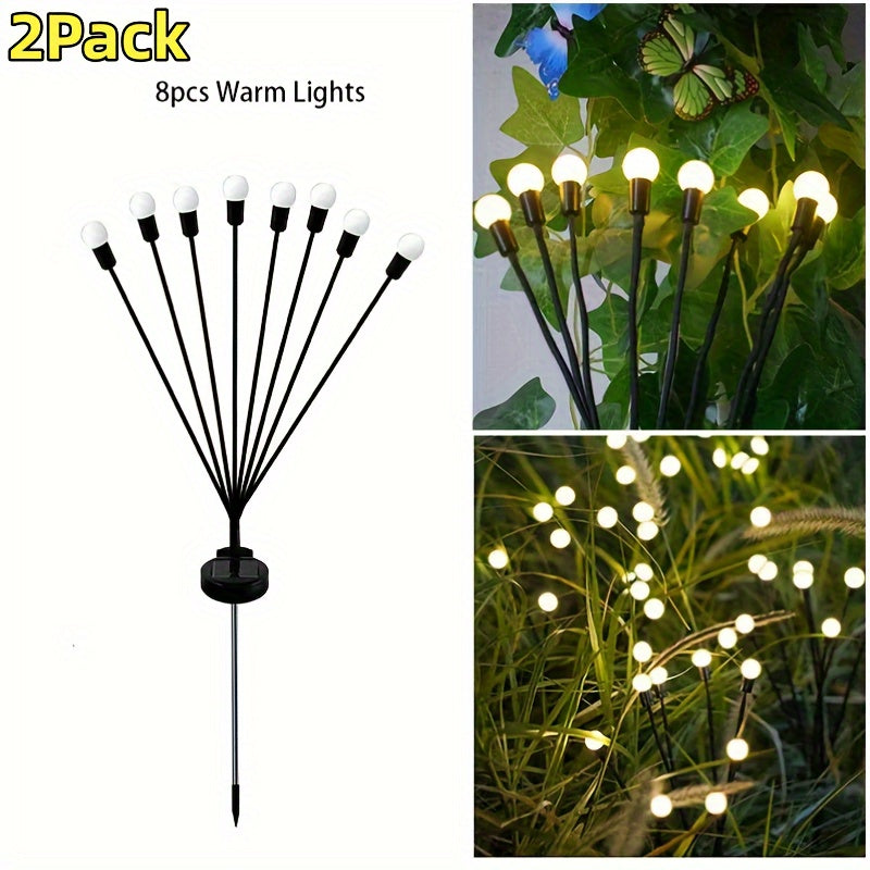 TEMU 2 Pack 16led Solar Garden Lights, Outdoor Firefly Lights, Solar Garden Decorative Lights, Swinging With The Wind Outdoor Lawn Lights For Yard,