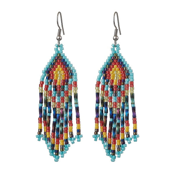 Boucles d'oreilles pendantes bohèmes en acier inoxydable 304 avec verre