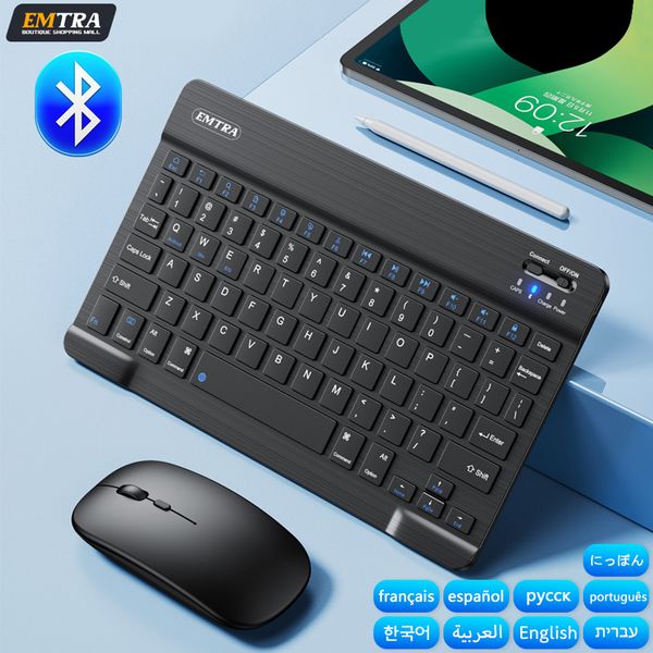 Bluetooth Wireless Mouse IOS Android Windows Tablet For iPad Air Mini Pro Spanish Korean Portugal Russian Keyboard