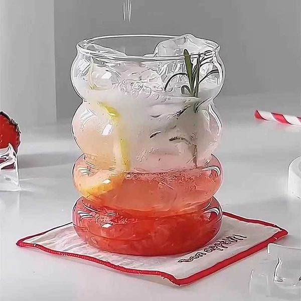 Glass Cup Household Corrugated Glass Cup Coffee Milk Cup Transparent Glasses Ice Juice Mug Tea Cup Drinkware RetroT250211