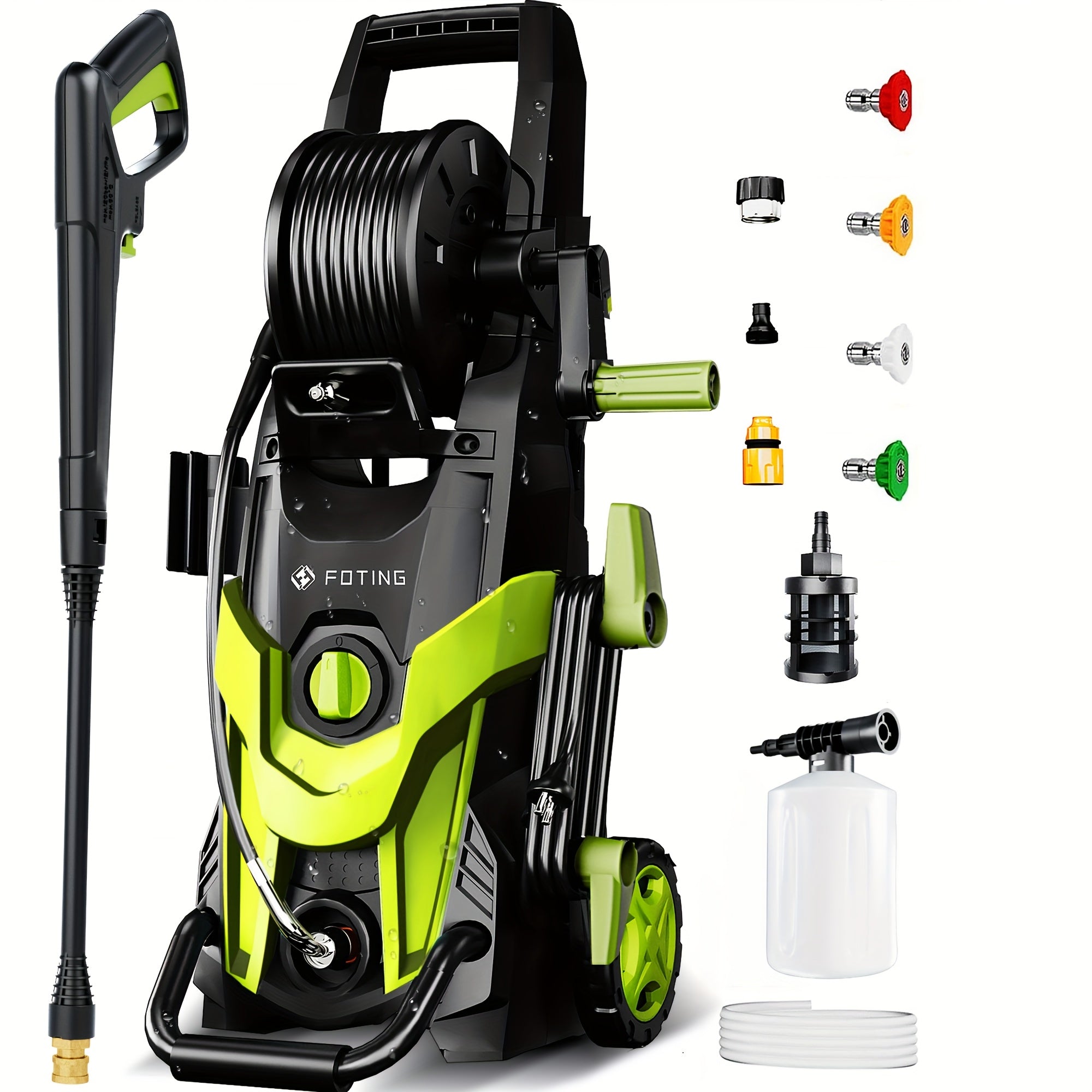 TEMU 2025upgraded Electric Pressure Washer, 4500 Psi 3.2 Gpm Power Washer With 4 Quick Connect Nozzles, Inlet Hose & Filter& Foam Cannon For