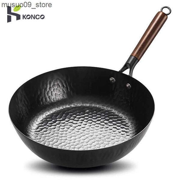 Other Cookware Non-coated Cast Iron Wok Non-stick Pan Smokeless Fried Pan Cook Pots Kitchen Cookware Chef Pan Cooking Tools L240910