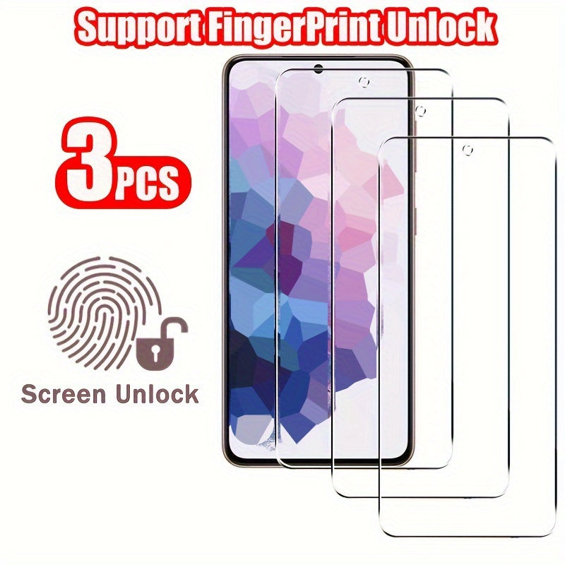 TEMU 3pcs Fingerprint Unlock Tempered Cover Screen Protector Film Case For Galaxy S24 S22 S23- S23+ 5g S21 S23 S22+ 5g S22 Plus S23plus S22plus