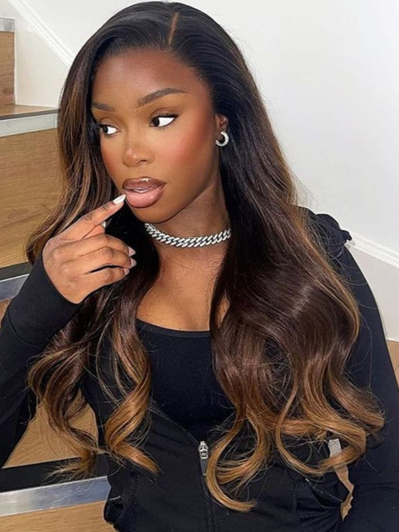 UNice Hair Bundles 3 Pcs-pack Black to Chestnut Brown Ombre Body Wave Virgin Human Hair