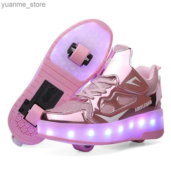 Inline Roller Skates Two Wheels Luminous Sneakers Led Light Roller Skate Shoes for Children Kids Led Shoes Boys Girls Shoes Light Up With wh