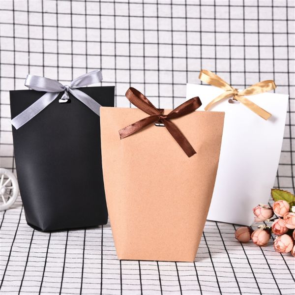 Large Thank you gift box bag with handle foldable DIY wedding kraft paper candy chocolate perfume packaging simple Wedding Decorations JL630