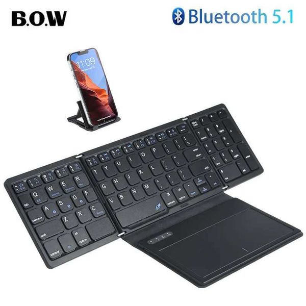 Keyboards JOMAA Foldable Bluetooth Mobile Phone Keyboard Folding Portable Wireless Keyboard with touchpad Keyboard for Smartphone z241127