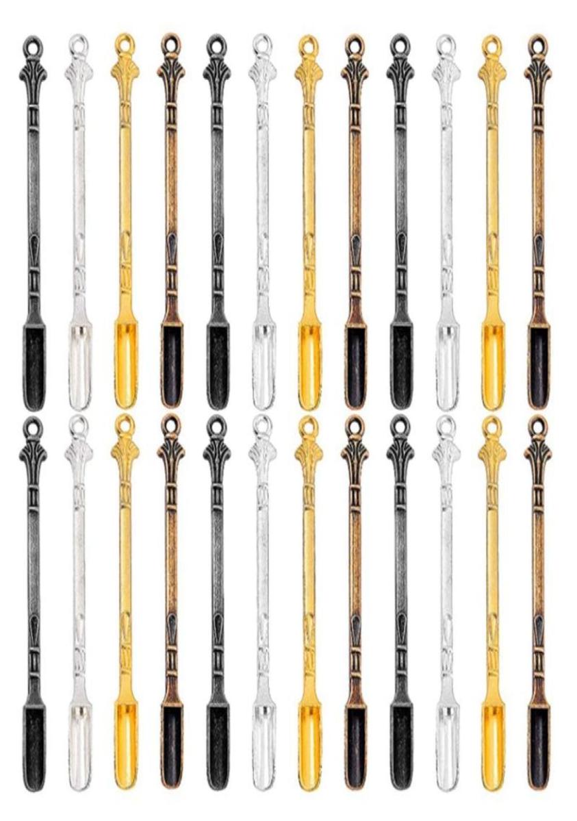 Spoons 24PCS Mini Shovel Snuff SpoonHanging Hole Spoon For Filling Vials With Salts Necklace8421504