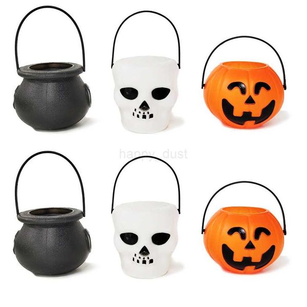 4pcs Halloween Candy Bucket Pot Skeleton Pumpkin Cauldron Holder Jar Trick or Treat Halloween Party Decoration Props Kids ToyCL240725