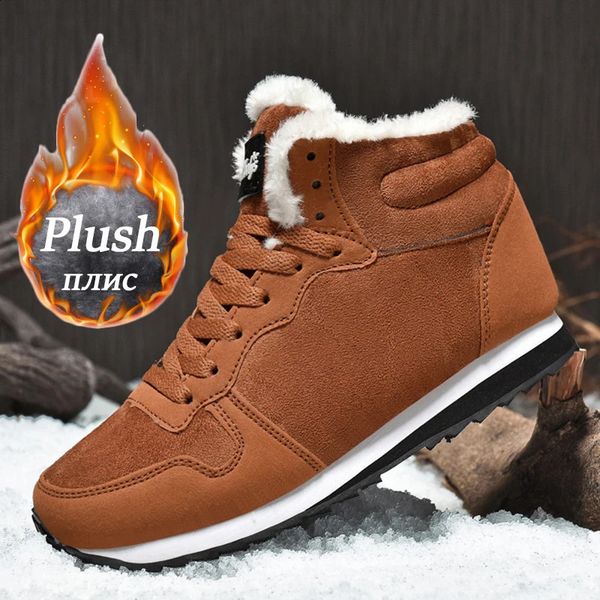 Winter snow boots mens plush warm womens boots suede leather ankle boots comfortable and lightweight couple waterproof sports shoes large si