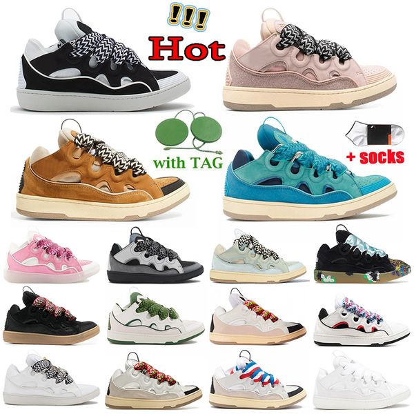 Mens Womens Designer Lavinshoes Dress Shoes Embossed Curb Leather Sneakers Denim Brand Blue Green Brown Black Nappa Calfskin Platform Rubber