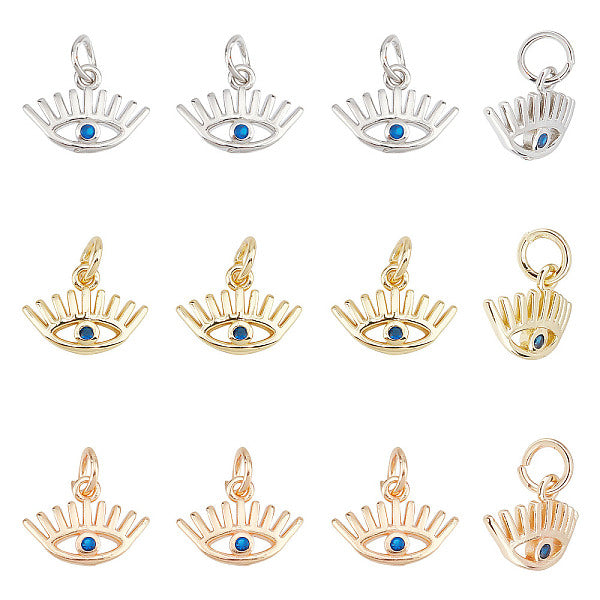 18 Stück 3 Farben Messing Micro Pave blau Zirkonia Charms