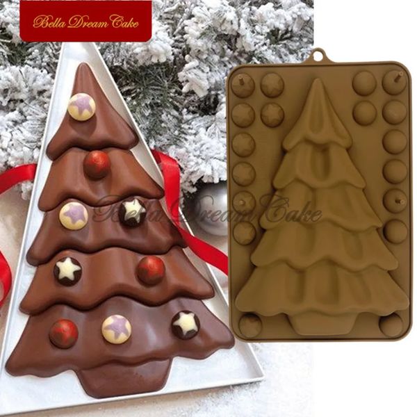 3D Bubble Star Christmas Tree n Chocolate Silicone Mold DIY Fondant Mould Cake Decorating Tools Kitchen Baking Accessories 241223