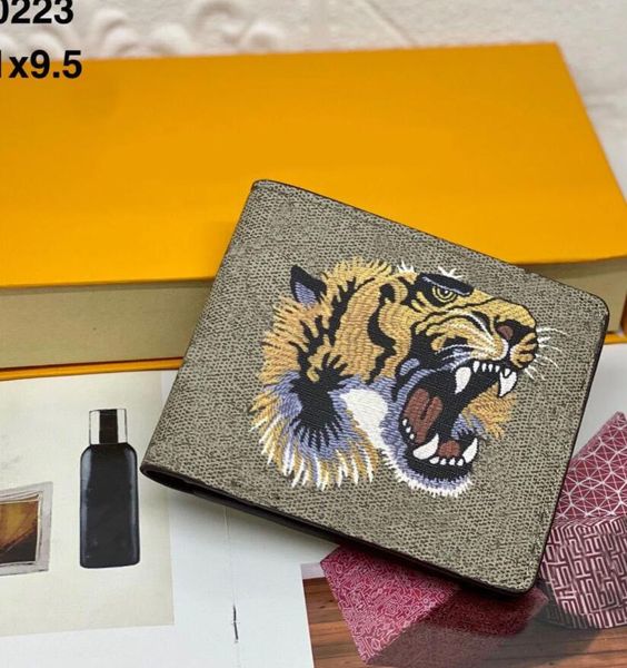 2023 Men Animal Designers Fashion Short Wallet Leather Black Snake Tiger Bee Women Luxury Purse Card Holders With Gift Box Top Quality