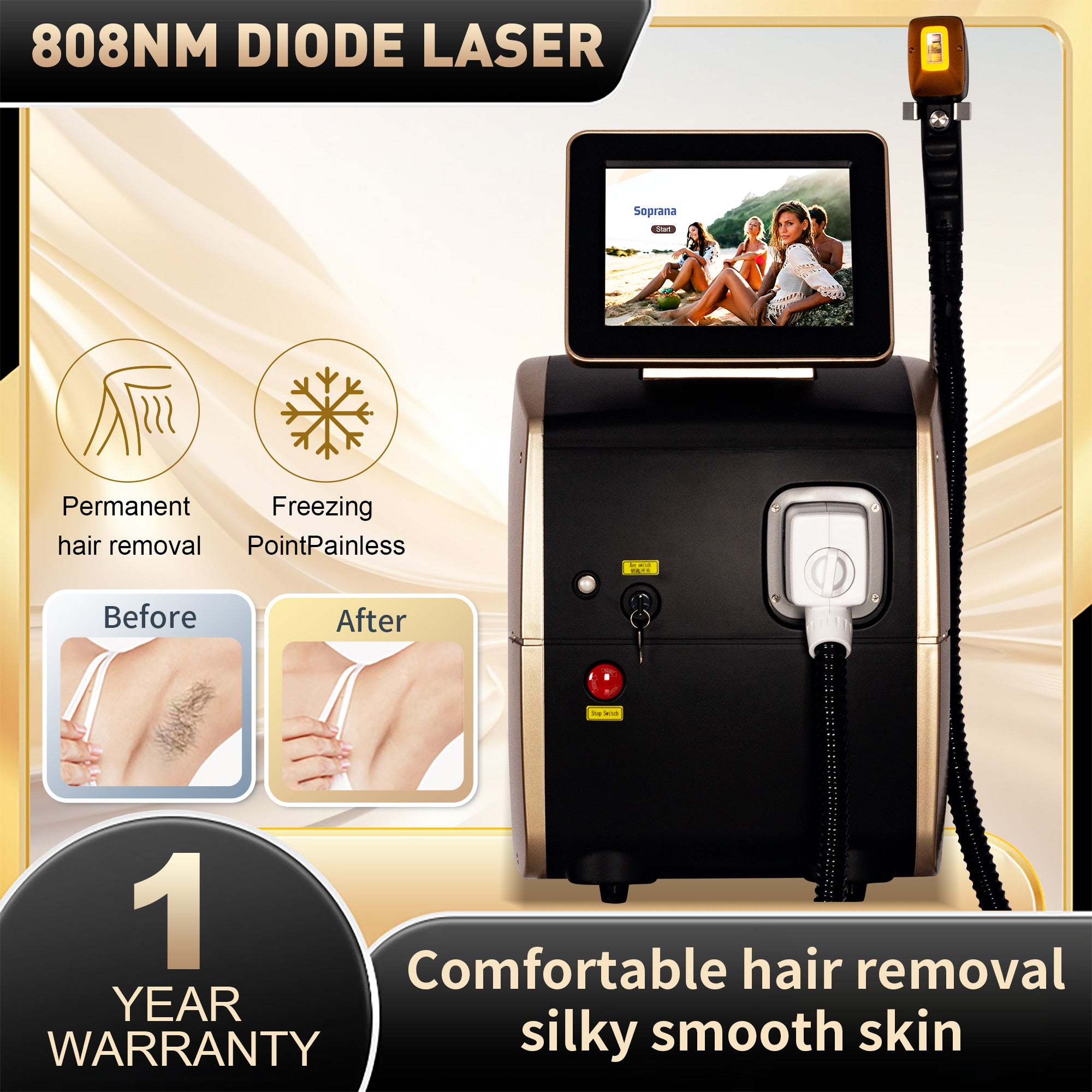 3000W Face 808nm Diode Laser Hair Removal Machine Alexandrit Permanent Painless Physical Underarm Body Care Depilation Equipment