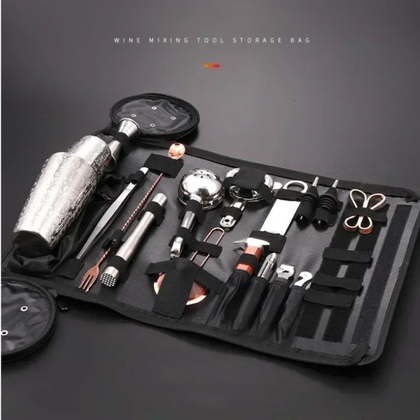 Professional Bartender Kit Waterproof Portable Bar Tool Storage Bag Cocktail Shaker Set Storage Manager Bar Accessories 240510