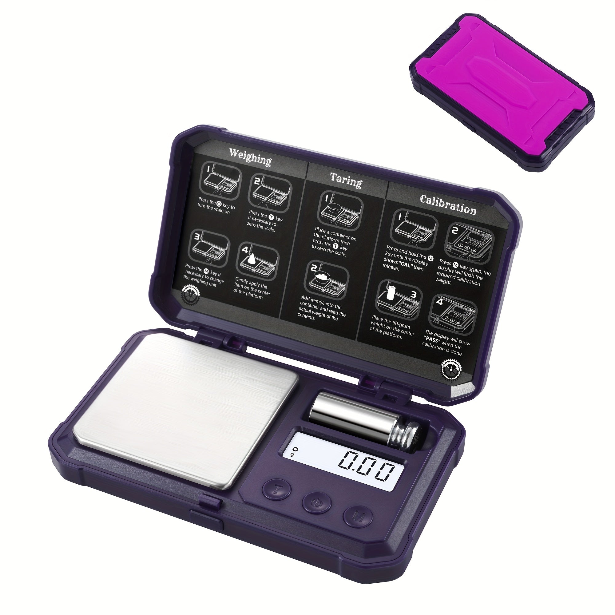 TEMU Gram Scale 200g X 0, 01g Jewelry Scale With 50g Cal Weights, Battery-powered Portable Mini Balance For Golden, Diamonds, Powders, Arrows &