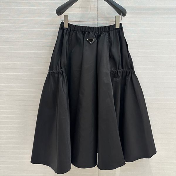 Classic Women Skirt Princess Dress Nylon Letter Triangle Designer Skirts High Quality Lady Dresses Size S-L French Drawstring