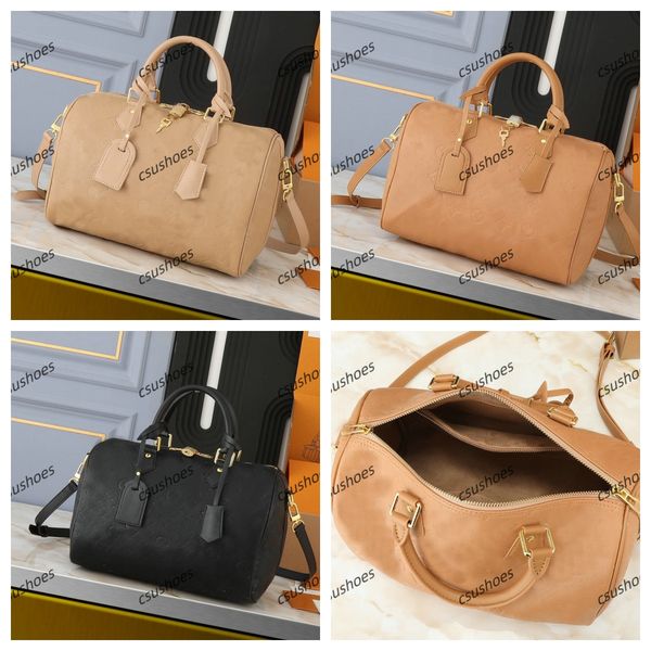 Designer Luxury Bags Design Speedys Soft 30 Pillow Tote Handbags Embossing Leather Women Men Travel Handbag Crossbody Shoulder Bag 7A Boston