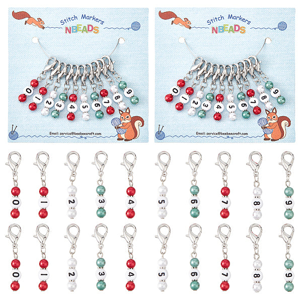Christmas Theme Acrylic Beaded Locking Stitch Markers