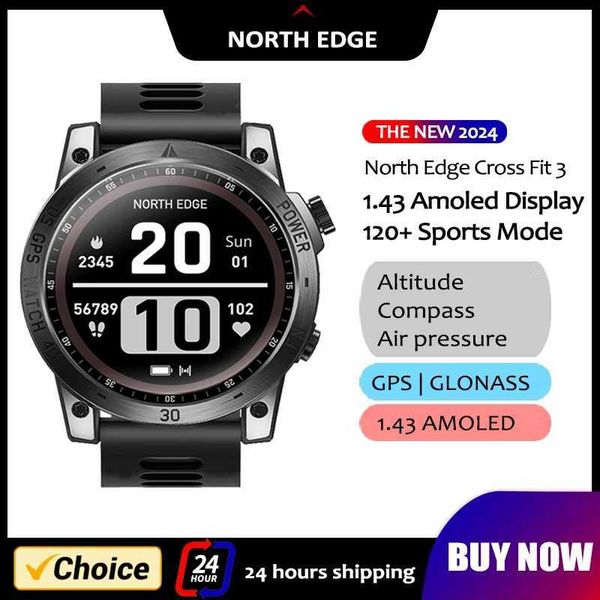 NORTH EDGE 2024 New GPS Watches Men Sport Smart Watch HD AMOLED Display 50M ATM Altimeter Barometer Compass Smartwatch for MenXJ250108